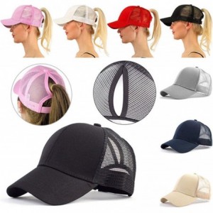 Baseball Caps Custom Embroidered Baseball Caps Ponytail Messy High Bun Hat Ponycaps Adjustable Mesh Trucker Hats - Grey - CX1...