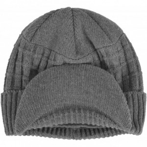 Skullies & Beanies Daily Knit Visor Brim Beanie Hat Fleece Lined Skull Ski Cap - Gray-sv - CO187IUHNH5 $34.08