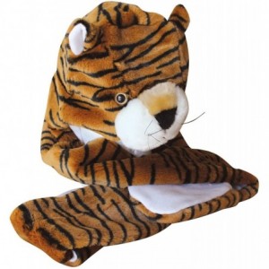 Skullies & Beanies Plush Faux Fur Animal Critter Hat Cap - Soft Warm Winter Headwear (Wolf) - Long Tiger - CS11QQCYGOJ $20.82