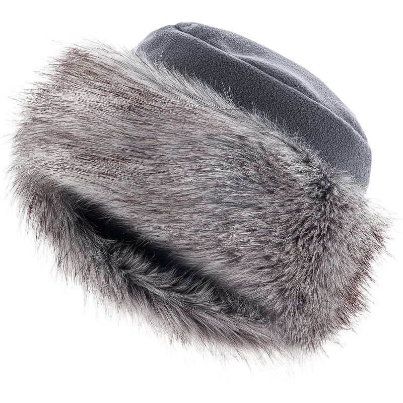 Bomber Hats Faux Fur Trimmed Winter Hat for Women - Classy Russian Hat with Fleece - Grey - Silver Fox - CR11Q3ZJ3D3 $41.28