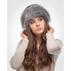 Bomber Hats Faux Fur Trimmed Winter Hat for Women - Classy Russian Hat with Fleece - Grey - Silver Fox - CR11Q3ZJ3D3 $41.28