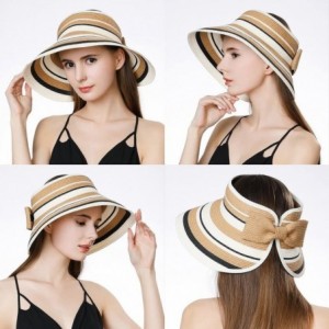 Visors Womens Packable Ponytail Straw Fedora Sun Cloche Hat Summer Beach Panama 56-59cm - Beige_99055 - C818E46D5T6 $29.87