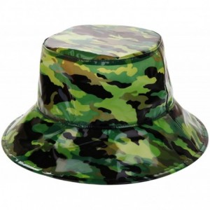 Bucket Hats Clear PVC Bucket Hat Vinyl Rain Hat Designer Style - Green Camo (Soft) - CL199RALXA3 $37.49