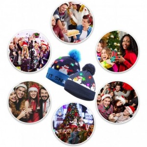 Skullies & Beanies LED Light Up Hat Beanie Knit Cap- Colorful LED Xmas Christmas Beanie - 2 Pcs-a - CF18X656EKA $22.64