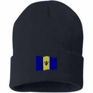 Skullies & Beanies Barbados Flag Custom Personalized Embroidery Embroidered Beanie - Navy - CF12O2VJW7L $31.49