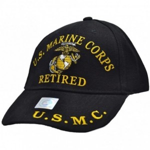 Baseball Caps Men's US Marine Corps Retired Embroidered Ball Cap - Black - CT117IO7C2R $25.76
