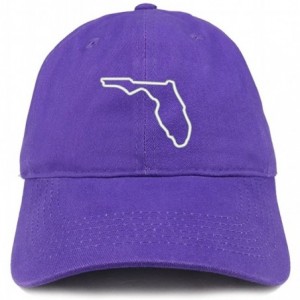 Baseball Caps Florida State Outline State Embroidered Cotton Dad Hat - Purple - C218G63TMHI $32.66
