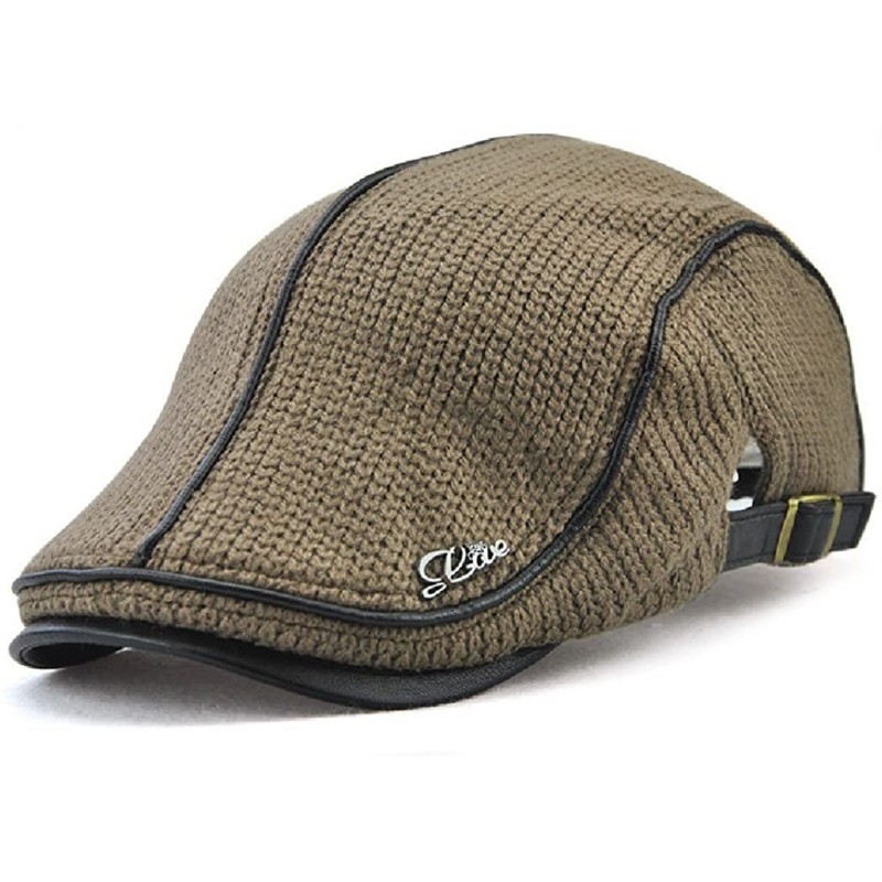 Newsboy Caps Men's Warm Flat England Style Hat Beret Visor Newsboy Cap - Coffee - CP18DARD57Q $37.70