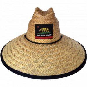 Sun Hats Headchange Wide Brim Lifeguard Hat Mexican Straw Beach Sun Summer Surf Safari - Lifeguard Cali Flag Black - CM190677...