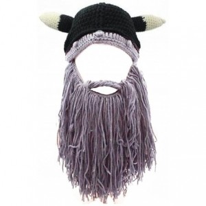 Skullies & Beanies Men's Original Barbarian Knit Viking Beard Hat Beanie Cap - Gray - C9186UYALRM $33.08