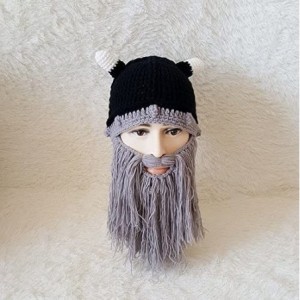 Skullies & Beanies Men's Original Barbarian Knit Viking Beard Hat Beanie Cap - Gray - C9186UYALRM $33.08