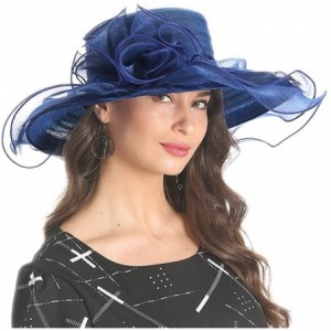 Sun Hats Kentucky Derby Hat Women Church Hat for Wedding Tea Party - Blue - CH18NQ2C0L9 $44.41