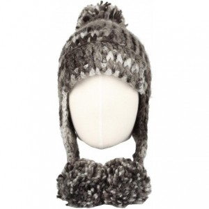 Skullies & Beanies Crochet Thick Cable Knit Beanie Hat Pom Earflaps Cap BZ70013 - Grey - C118KIQMMMR $35.30