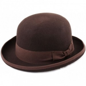 Fedoras Classic Melon Wool Felt Bowler Hat - Marron - CZ187NLY5AL $82.18