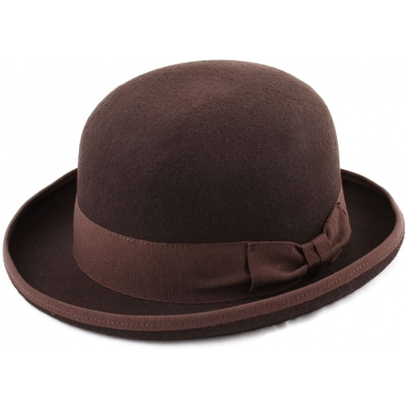 Fedoras Classic Melon Wool Felt Bowler Hat - Marron - CZ187NLY5AL $68.96