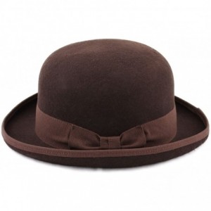 Fedoras Classic Melon Wool Felt Bowler Hat - Marron - CZ187NLY5AL $68.96