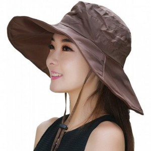 Sun Hats Summer Beach Hat Wide Brim for Women Foldable UPF 50+ - Khaki - CZ17Y52LUSL $18.84