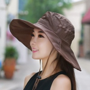 Sun Hats Summer Beach Hat Wide Brim for Women Foldable UPF 50+ - Khaki - CZ17Y52LUSL $17.45