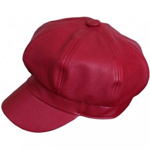 Newsboy Caps Women's Vintage Pu Leather Newsboy Hat Cap - Red - CX12N8A5EW7 $19.99