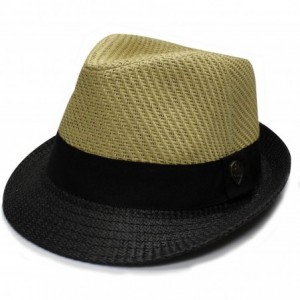 Sun Hats Pamoa Pms510 Dent Trilby Summer Fedora Hat - Pms390 Natural/Black - CO182IH9035 $31.04