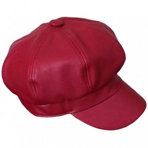 Newsboy Caps Women's Vintage Pu Leather Newsboy Hat Cap - Red - CX12N8A5EW7 $21.90