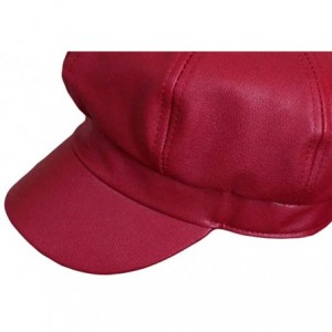Newsboy Caps Women's Vintage Pu Leather Newsboy Hat Cap - Red - CX12N8A5EW7 $21.90