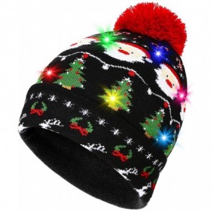 Skullies & Beanies LED Light Up Beanie Hat Christmas Cap for Women Children- Party- Bar - Lb03n-black - CK188T3U3LS $29.69