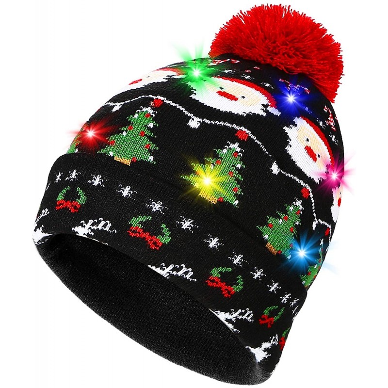 Skullies & Beanies LED Light Up Beanie Hat Christmas Cap for Women Children- Party- Bar - Lb03n-black - CK188T3U3LS $29.69