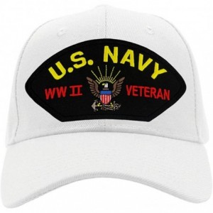 Baseball Caps US Navy- World War II Veteran Hat/Ballcap Adjustable One Size Fits Most - White - CR18HWS9H9R $43.89