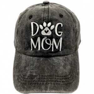 Baseball Caps Women's Dog Mom Hat Embroidered Distressed Cotton Denim Baseball Cap - Dog Mom - Black - CF18T32HUKS $32.38