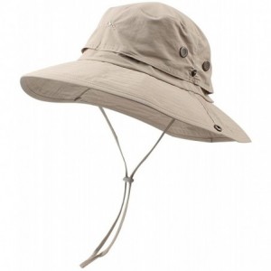 Sun Hats Men Women Outdoor Sun Hat with Wide Brim UPF 50+ Summer Mesh Cap with Flap Cover - A-khaki - CW18ECATONG $21.07