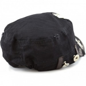 Baseball Caps Skull Patch Accent Cotton Cadet Hat with Metal Studs - Black - CS17Z48HIOZ $21.43