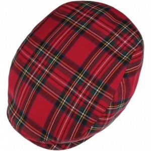 Newsboy Caps Tartan Check Flat Cap Women/Men - Made in Italy - Red - CL12MAQGSCV $63.47