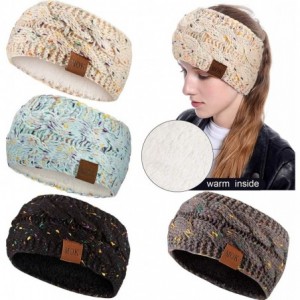 Cold Weather Headbands 4 Pack Women Fleece Lined Winter Warm Knitted Thick Headband Cable Ear Headband - CS18AGL0WTC $28.65