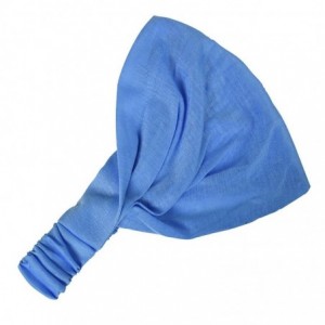 Headbands Sky Blue Wide Cotton Head Band Solid Boho Yoga Style Soft Hairband - Sky Blue - CL12H13VKHH $22.30