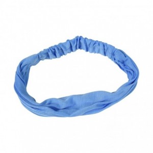 Headbands Sky Blue Wide Cotton Head Band Solid Boho Yoga Style Soft Hairband - Sky Blue - CL12H13VKHH $22.30