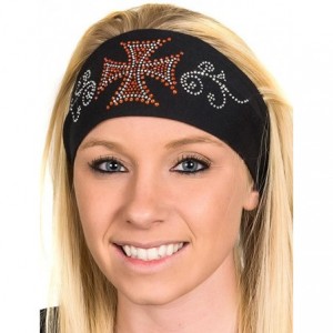 Headbands Wide Headbands for Women - Biker Chick Head Wrap - Biker Cross - Orange - CQ11IXLGIGF $33.10