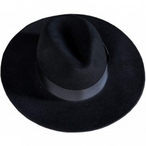 Fedoras Mens Premium Ovis Woolen Classic Gentle Detachable Ribbon Limp Fedora Hat - Black - CM18LLC4YOE $77.69