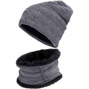 Skullies & Beanies 2-Pieces Winter Hat Scarf Set Warm Knit Thick Beanie Hat Scarves Set Gifts for Men Women - Hat Scarf Set-b...