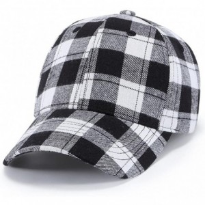 Baseball Caps Baseball Hat for Men and Women- Baseball Plaid Cap Snapback Hat Hip-Hop Adjustable Hat - Black - CH1802XNCRA $1...