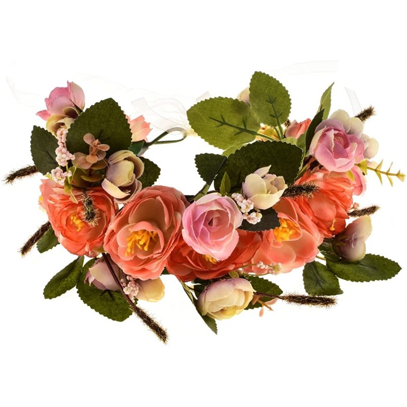 Headbands Rose Flower Headband Floral Crown Garland Halo - Pink - CV12O6EVRUC $21.51