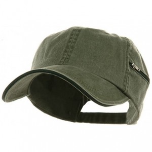 Baseball Caps Low Profile Washed Side Zipper Pocket Cap - Olive Green - CT18GYYS72X $44.97