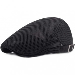 Newsboy Caps Men Breathable mesh Summer hat Newsboy Beret Ivy Cap Cabbie Flat Cap - D-black - CT18D065G9A $30.63