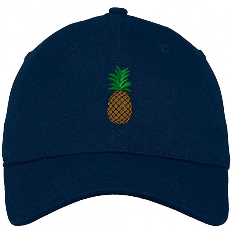 Baseball Caps Custom Soft Baseball Cap Pineapple Embroidery Dad Hats for Men & Women - Navy - CF18SEIYM03 $32.63