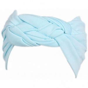 Headbands Elastic Headband- Boho Turban Warp Wide Hair Bands - Blue - CT18E7M5A7Z $17.88