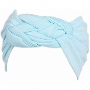 Headbands Elastic Headband- Boho Turban Warp Wide Hair Bands - Blue - CT18E7M5A7Z $15.78