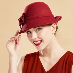 Bucket Hats Womens Bucket Crushable Vintage - Wine Red - CM18O77U30I $55.54