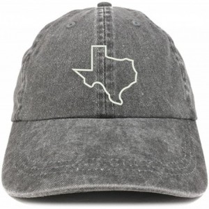 Baseball Caps Texas State Outline Embroidered Washed Cotton Adjustable Cap - Black - CW185LTK6W4 $34.93