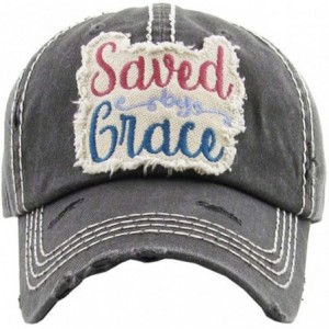 Baseball Caps Women's Saved by Grace Vintage Baseball Hat Cap - Black - CG18Z4YGEXO $40.00