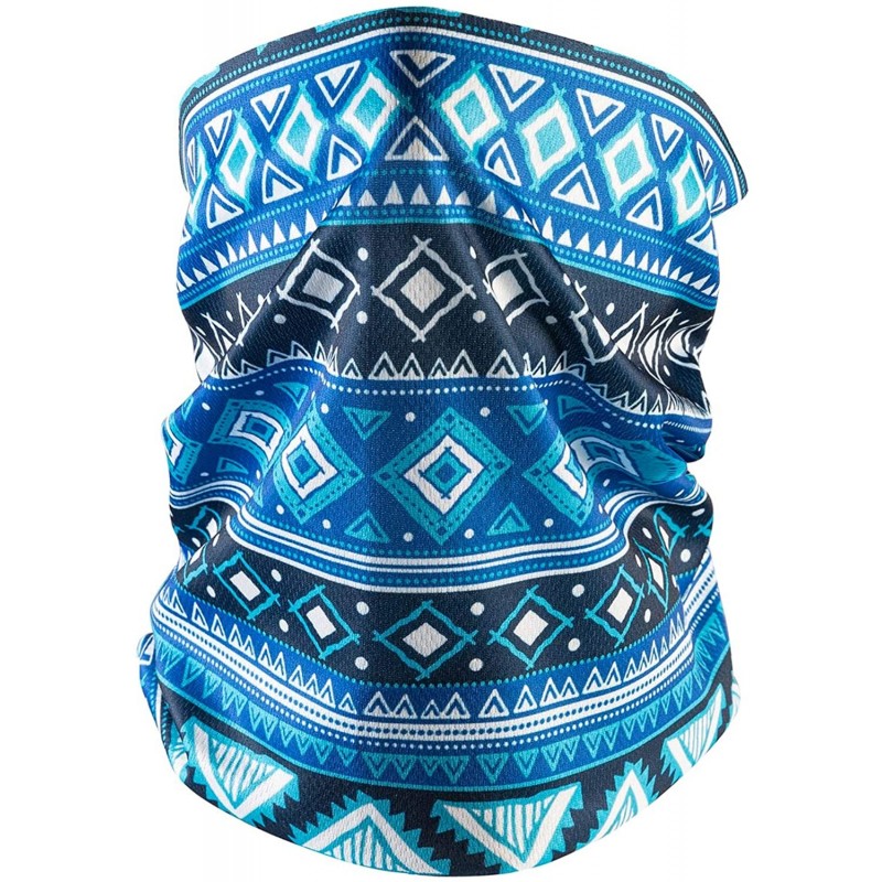 Balaclavas Face Bandanas Neck Gaiters for Men Women Dust Scarf Balaclava Headbands - Blue Geometric - C7197ANY6N7 $22.16